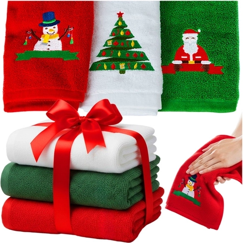 Toallas navideñas de algodón Ruhhy, set de 3 uds con bordado 30 × 40 cm