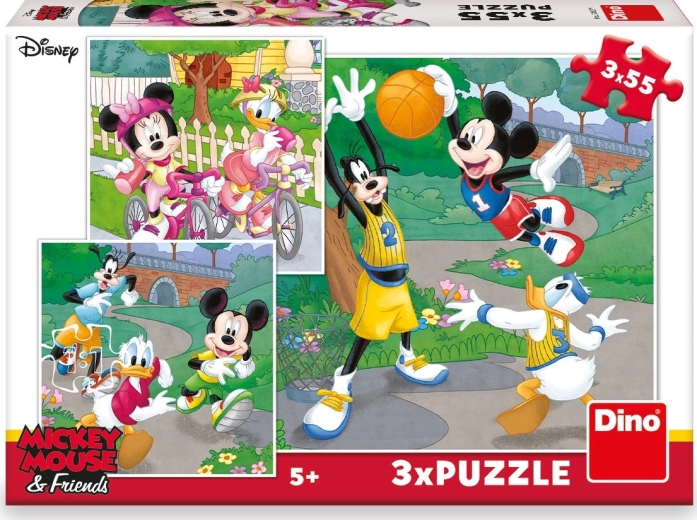 Puzle MICKEY Y MINNIE hacen deporte 3×55 piezas