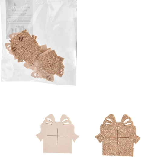 Decoraciones de madera en forma de regalo blanco-marrón 8 uds., 4,5 cm