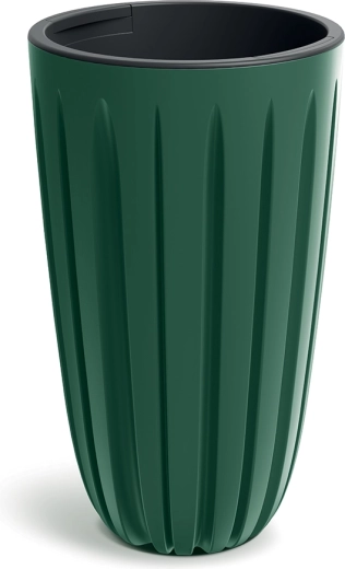 Maceta Wario 29 cm verde oscuro con inserto interior