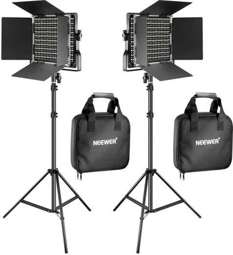 Neewer set de paneles LED bicolor 660 de 40 W (3200–5600 K) con trípodes y viseras metálicas