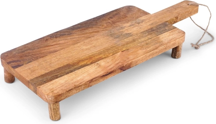 Tabla de servir de madera de mango con patas
