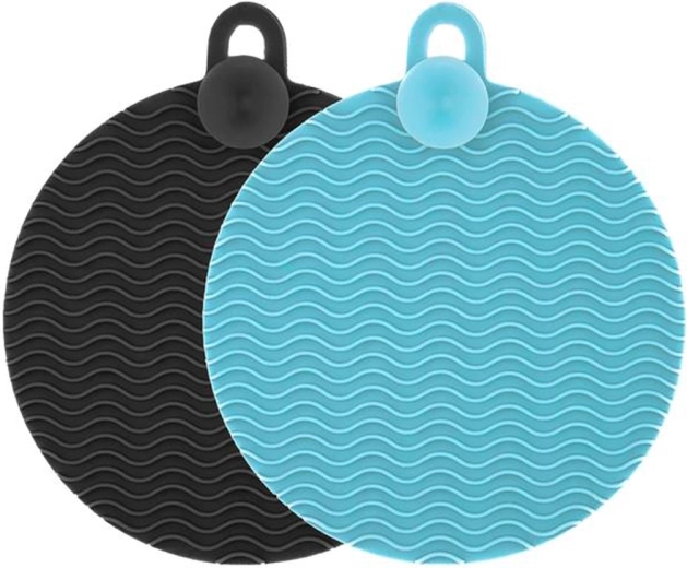 Juego de esponjas de silicona para vajilla, turquesa y gris (2 uds)