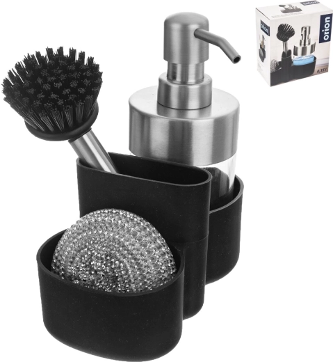 Dosificador de detergente de acero inoxidable con organizador 0,35 l