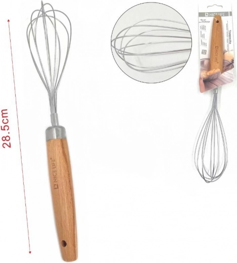 Varilla de cocina de acero inoxidable con mango de madera 28,5 cm