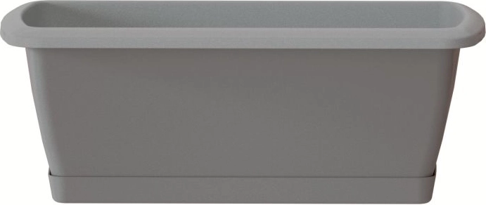 Jardinera con plato Respana, 49 cm, gris piedra