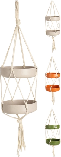 Bebedero y baño colgante para pájaros con cuerda, 2 cuencos de 15 cm, colores surtidos