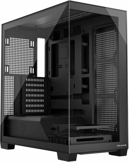 Caja de PC Volcano Stellar Midi NF, negra, sin ventiladores