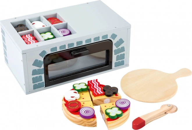 Horno de pizza de madera con accesorios para niños