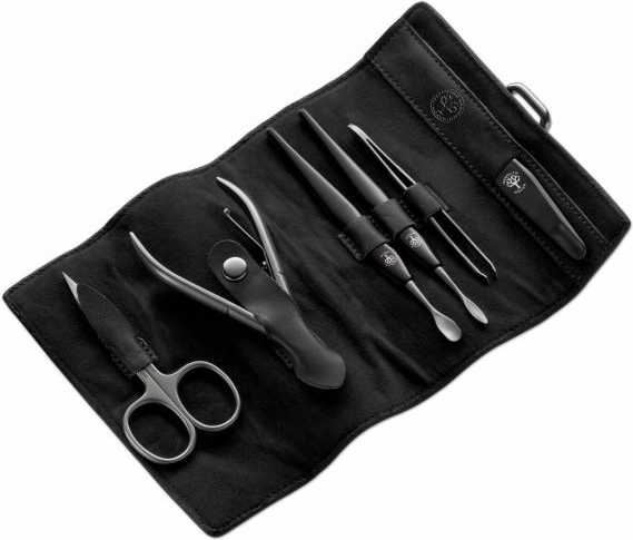 Set de manicura de viaje Böker Arbolito, 6 piezas, estuche de cuero