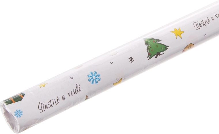 Papel de regalo en rollo «Šťastné a veselé» 500 × 70 cm
