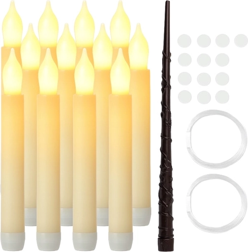 Velas LED colgantes RUHHY con varita mágica, set de 12 uds.