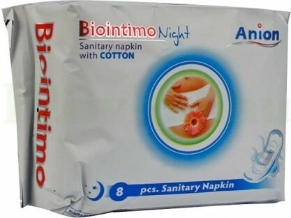 Biointimo Anion compresas higiénicas nocturnas con alas 8 uds