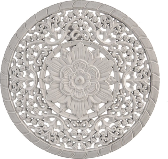 Mandala de madera decoración de pared blanca 35 cm