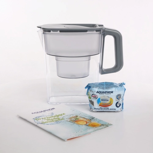 Jarra filtrante compacta para agua de 2,4 l, gris, con cartucho filtrante B100-25