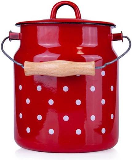 Bidón esmaltado Toro 3,3 l rojo con lunares blancos