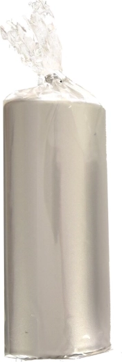 Vela cilíndrica metalizada plateada 18 cm