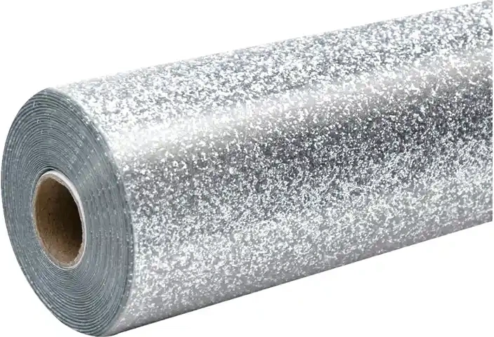 HTVRONT lámina termotransferible con purpurina 30,5 × 90 cm plateada