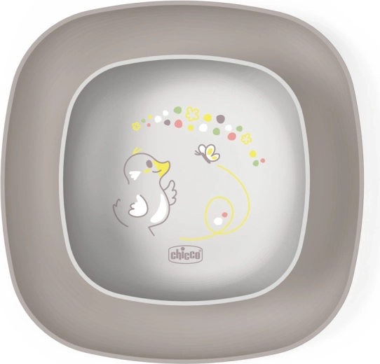 Chicco set de comida cuenco y plato gris 12m+