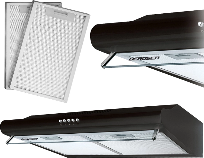 Campana extractora de cocina bajo mueble 60 cm BERDSEN BE-10A negra