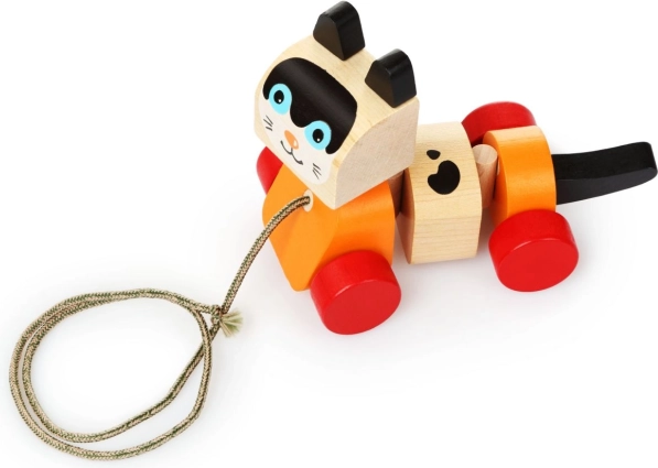 Juguete de arrastre de madera con forma de gatito