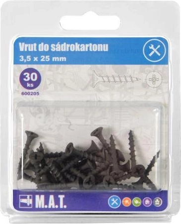 Tornillo para pladur 3,5 × 25 mm con rosca gruesa, fosfatado (30 uds)