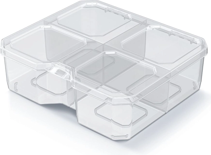 Organizador SQR box 15,6 × 14 × 5 cm, transparente, 4 compartimentos