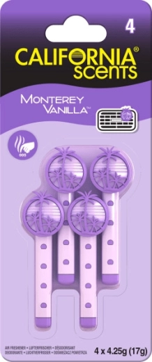 California Scents Vent Stick Monterey Vanilla – varillas aromáticas para ventilación (4 uds)