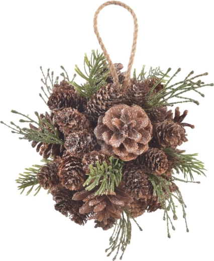 Bola decorativa colgante con aspecto de piña de pino (pinia) 16 cm