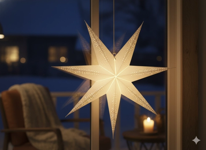Estrella colgante de papel 60 cm gris