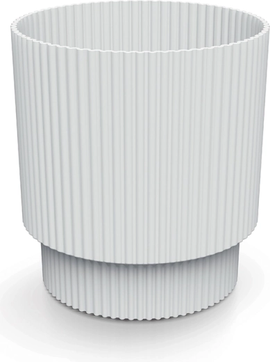 Maceta blanca estriada Milly 16,8 cm con plato integrado