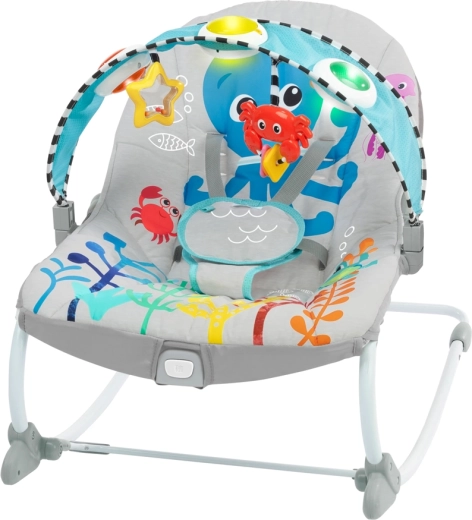 Hamaca vibratoria musical para bebés y niños pequeños Baby Einstein Ocean Explorers Kick to It Opus, hasta 18 kg
