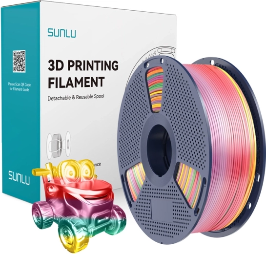 Filamento Sunlu PLA+ Silk arcoíris 01 multicolor 1,75 mm 1 kg