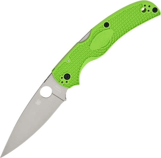 Navaja plegable Spyderco Native Chief Salt, FRN verde neón, hoja satinada 10,3 cm