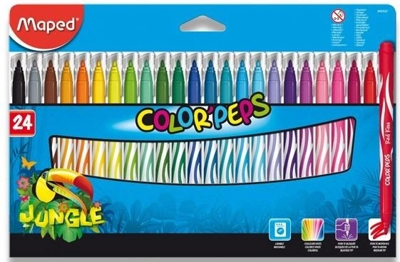 Rotuladores lavables MAPED Color'Peps Jungle, 24 uds.