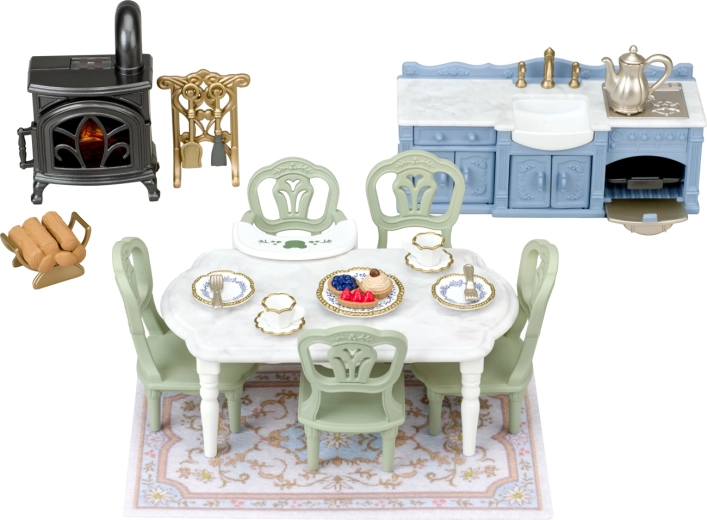 Sylvanian Families elegante comedor con chimenea