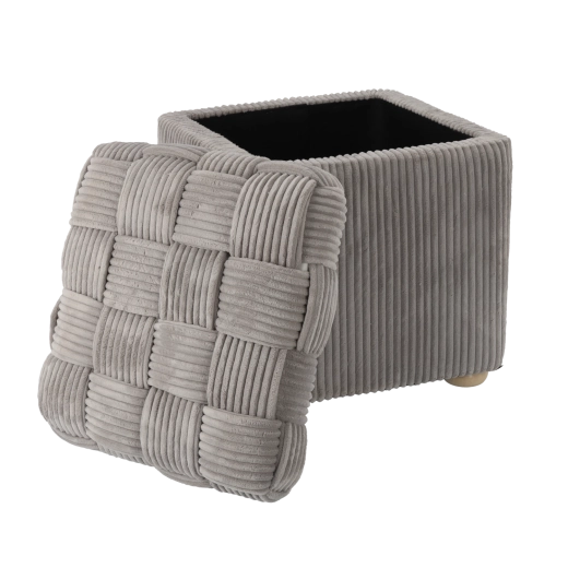 Taburete cuadrado trenzado gris claro 40 × 40 × 45 cm