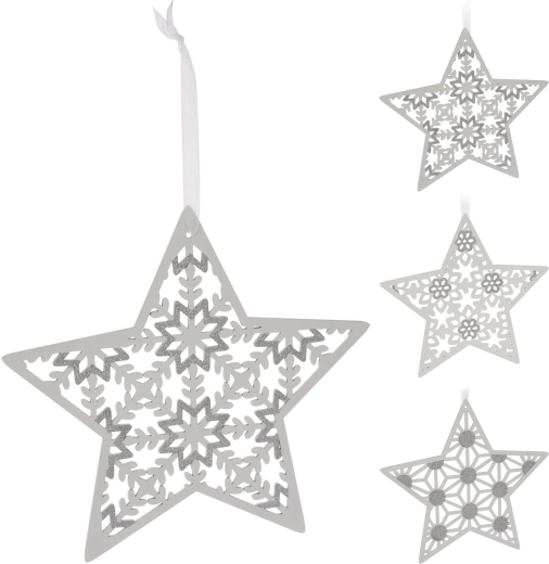 Estrella colgante de madera 30 cm blanca