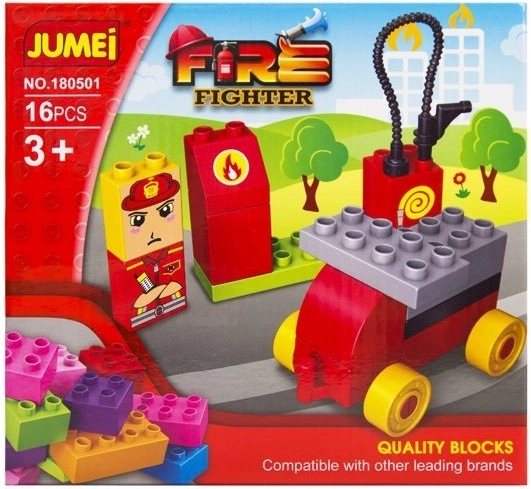 Set de construcción Jumei 3+ estación de bomberos 16 piezas 20 × 19 cm - 1 pieza