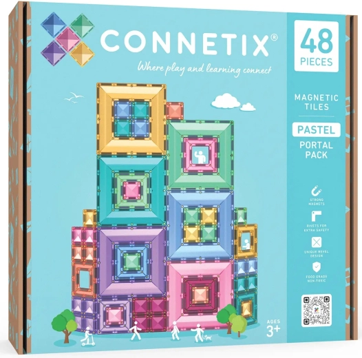 Connetix Pastel Portal Pack – bloques de construcción magnéticos creativos, 48 piezas