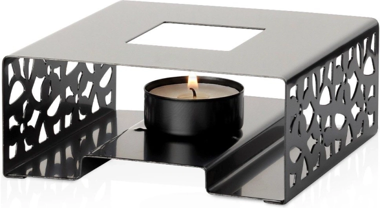 Calentador para tetera de acero inoxidable negro 12 × 12 cm