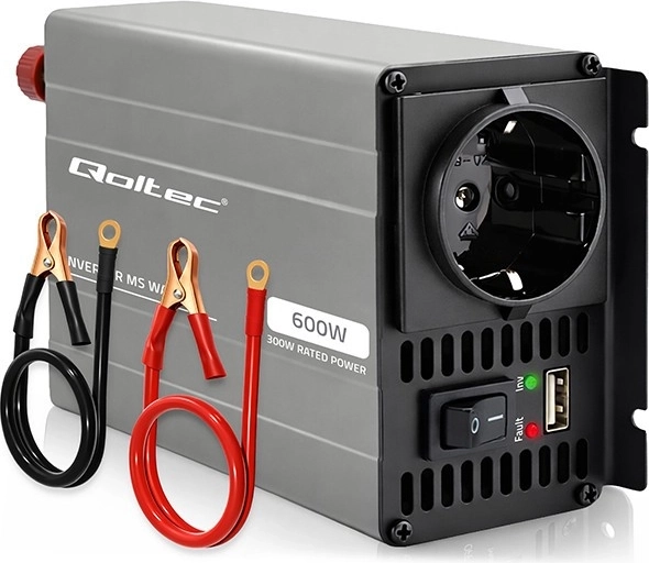 Qoltec inversor de tensión MS Wave 12 V a 230 V 300/600 W