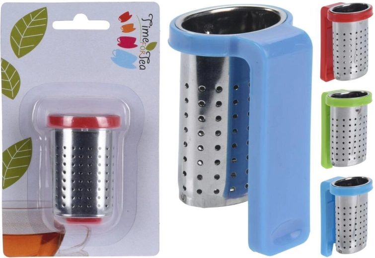 Infusor de té colgante de acero inoxidable con soporte de plástico, mix de colores