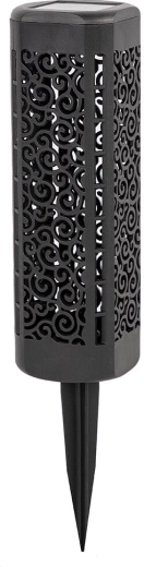 Lámpara solar de jardín con estaca, 1 LED, negra, diámetro 6 cm, altura 31 cm