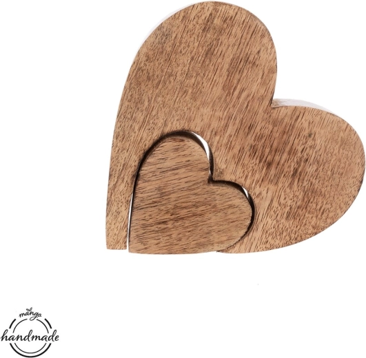 Decoración de madera en forma de corazón de madera de mango