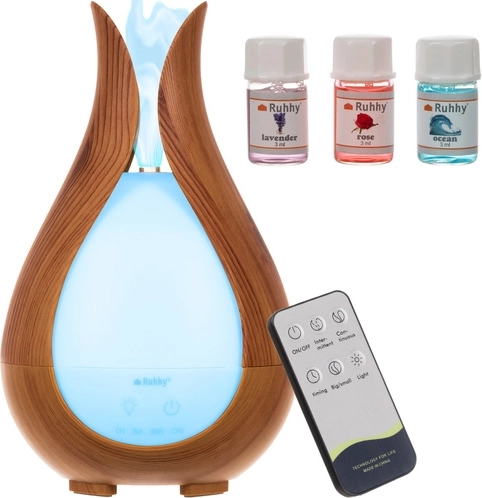 Difusor de aromas por ultrasonidos y humidificador de aire Ruhhy 200 ml con mando a distancia