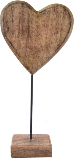 Decoración de corazón de madera de mango con base