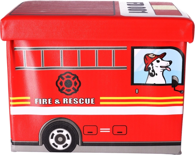 Caja de almacenaje infantil con taburete – camión de bomberos