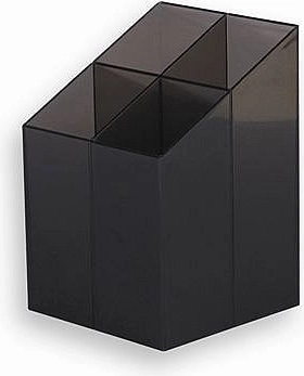 Portaútiles de plástico ICO, 4 compartimentos, transparente ahumado