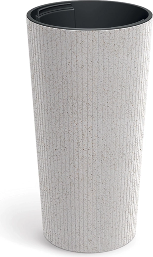 Maceta Lamia Slim Eco Wood 25 cm blanca